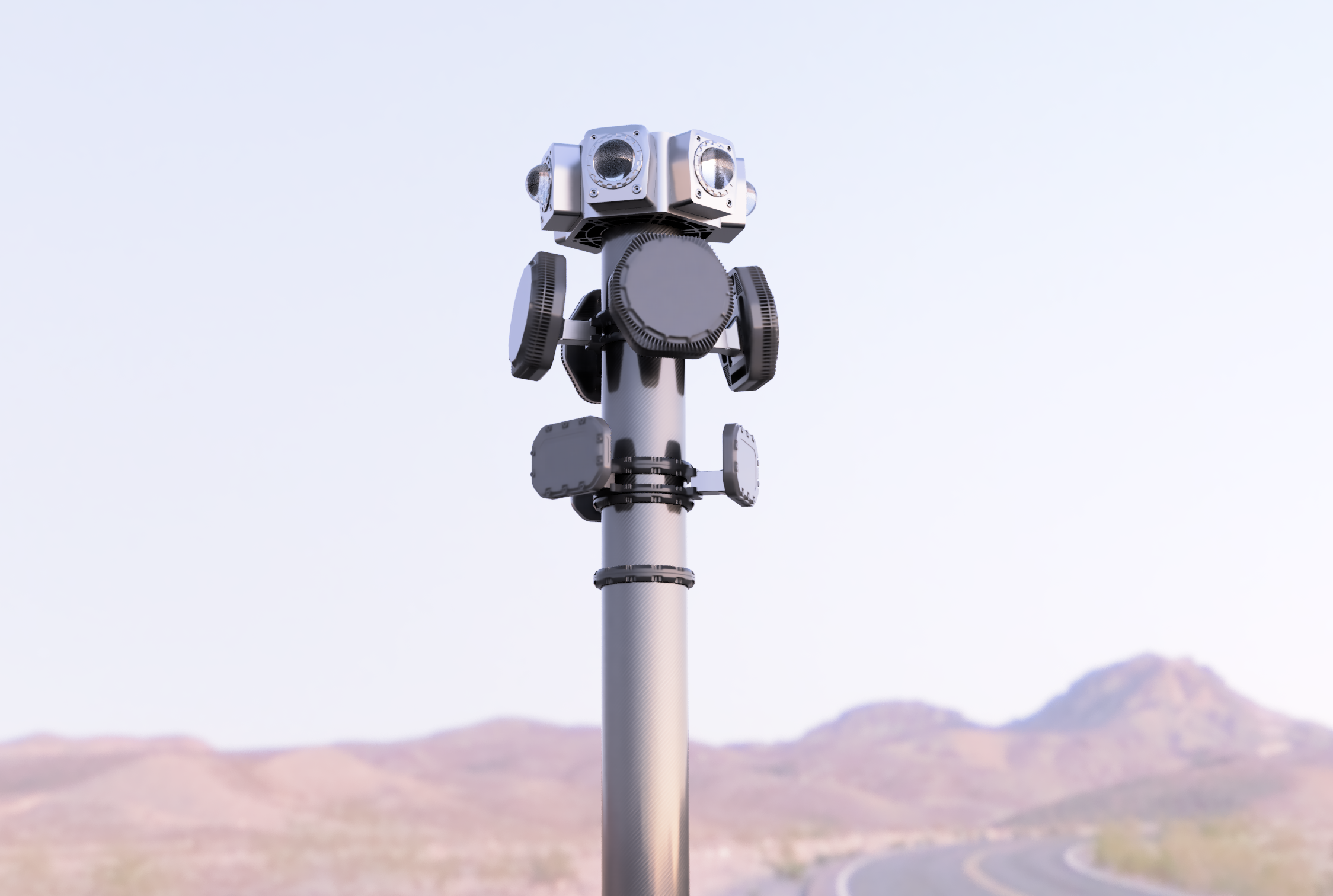 FalconEye EO360 product render in an outdoor setting